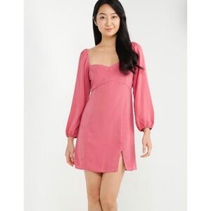 Abercrombie & Fitch Babydoll Mini Dress Women XS Long Sleeve Sweetheart Coral